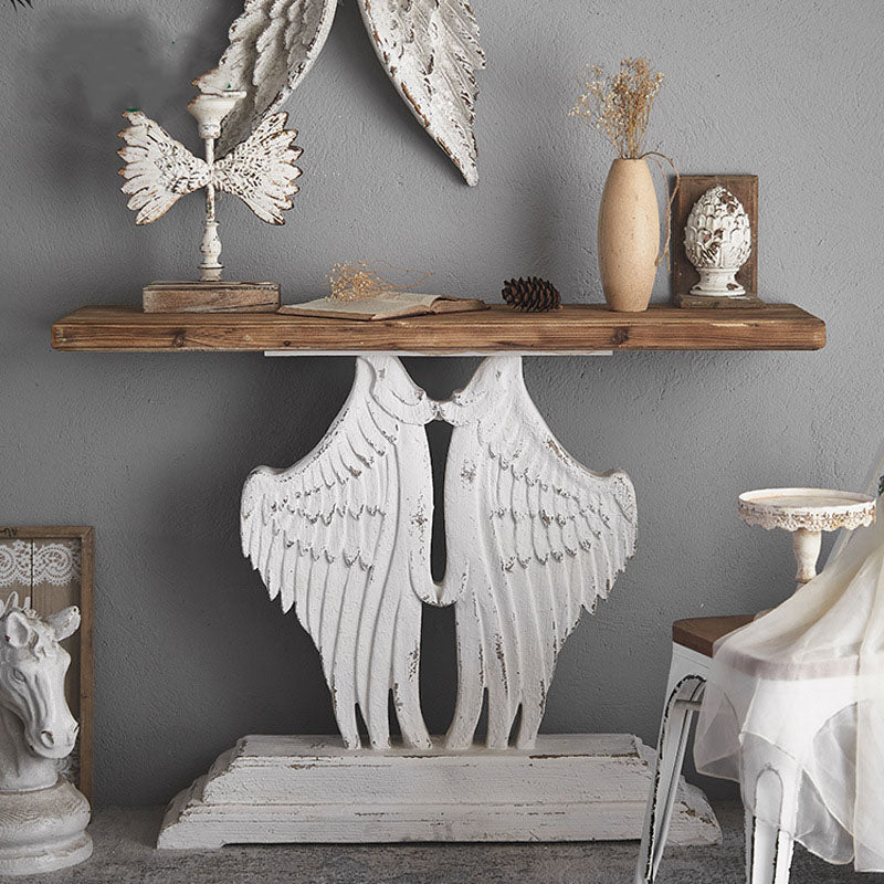 Modern Shabby Chic Rectangular Console Table—Wood & Magnesium Oxide, 1-Tier Storage for Hallway & Living Room