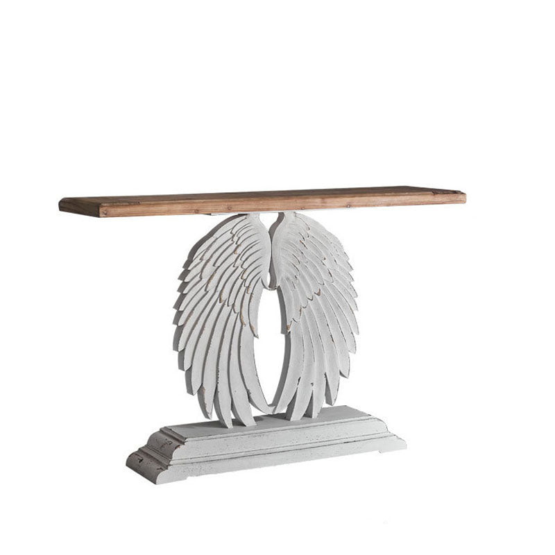 Modern Shabby Chic Rectangular Console Table—Wood & Magnesium Oxide, 1-Tier Storage for Hallway & Living Room