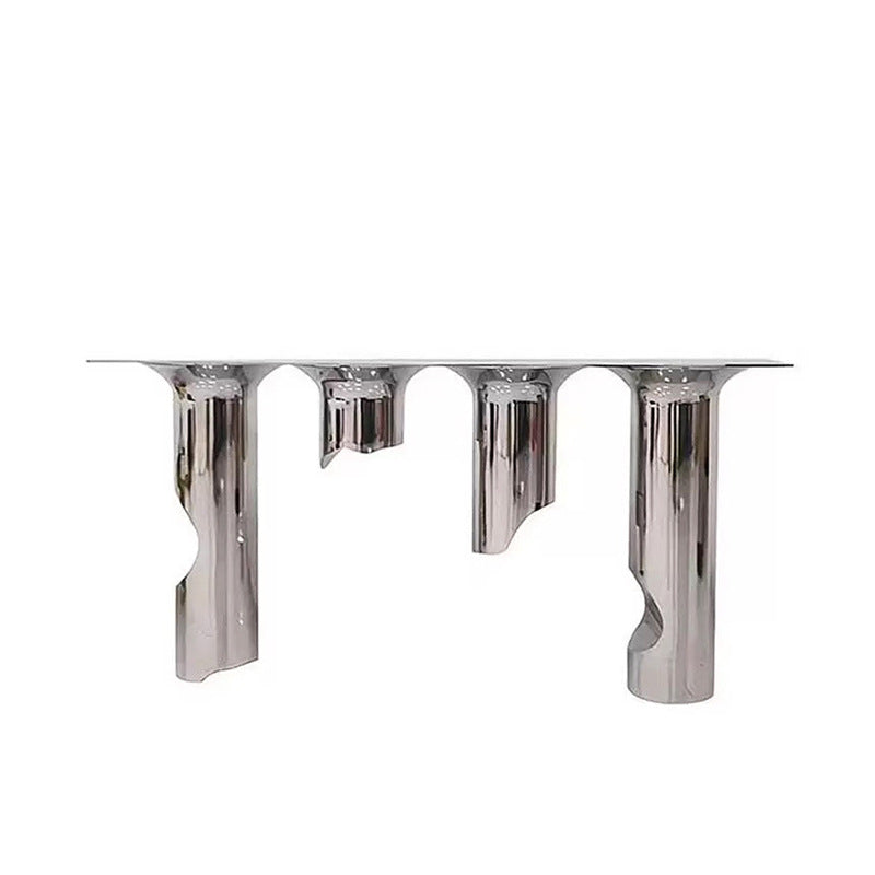 Nordic-Style Contemporary Stainless Steel & Marble Console Table with Single Shelf — Rectangular Design for Entryway, Living Room and Bedroom