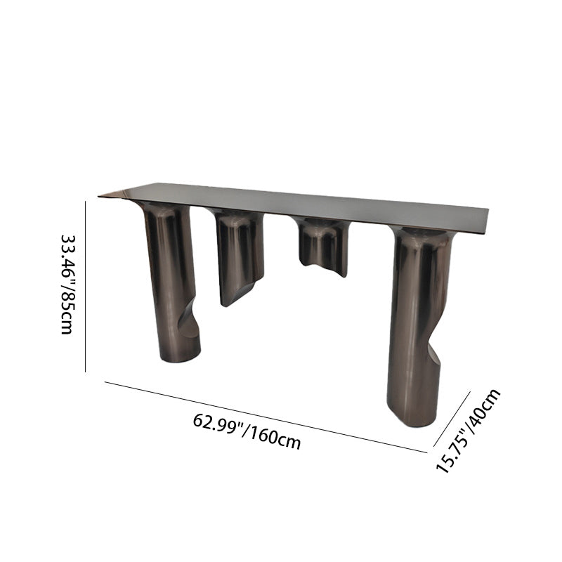 Nordic-Style Contemporary Stainless Steel & Marble Console Table with Single Shelf — Rectangular Design for Entryway, Living Room and Bedroom