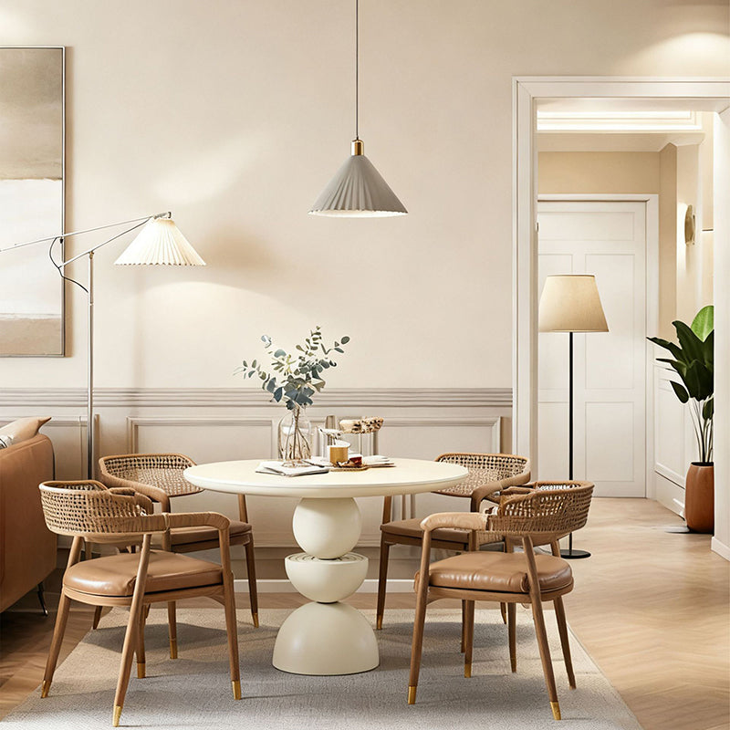 Modern Minimalist Fiberglass Round Dining Table — Seats 4 to 8