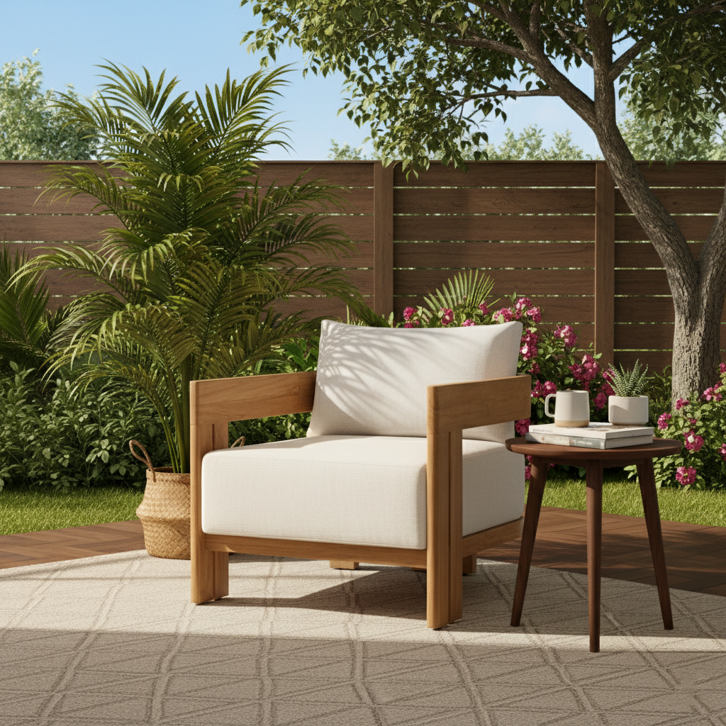 Modern Nordic Teak Outdoor Sofa & Table Set – Square & Rectangular Design for Patio
