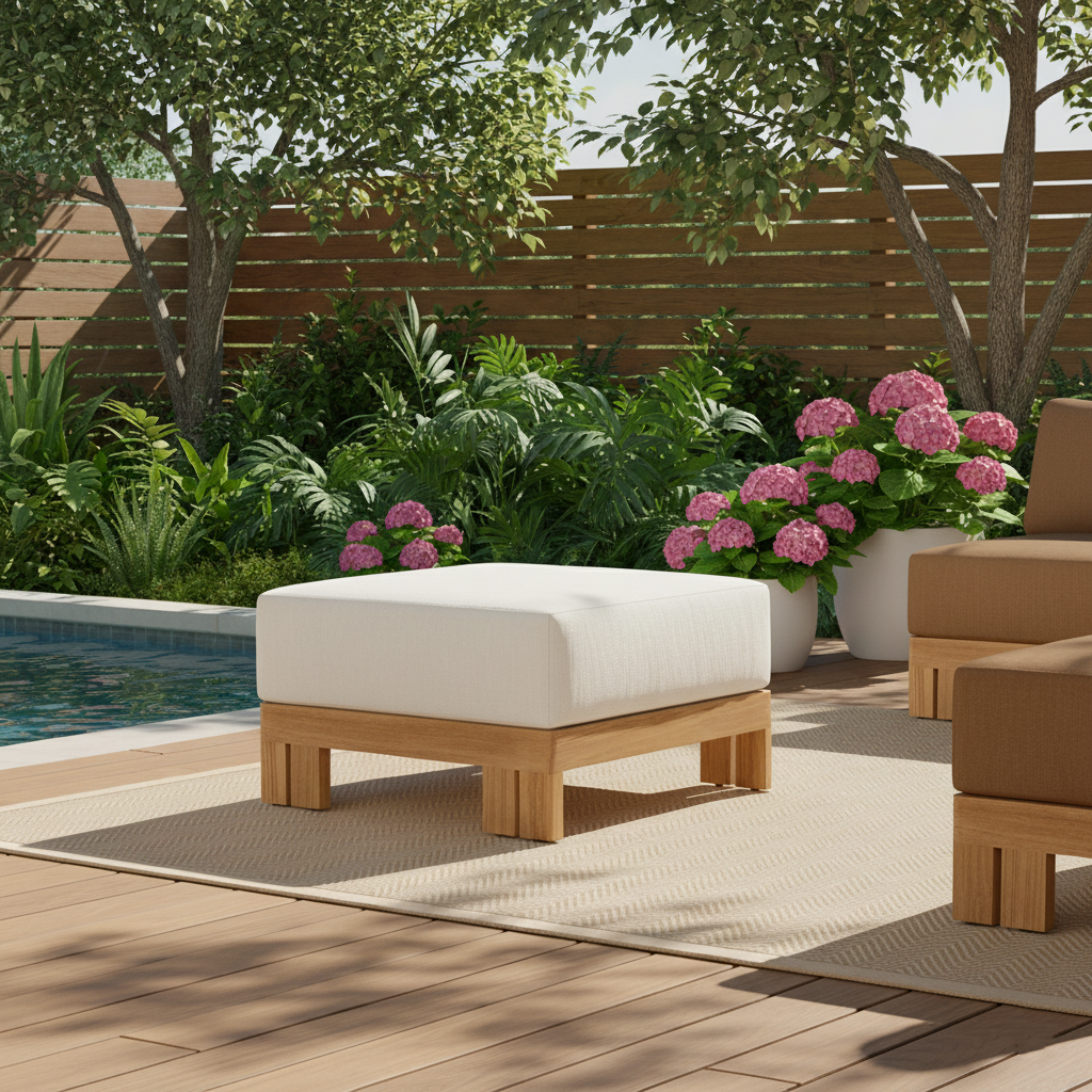 Modern Nordic Teak Outdoor Sofa & Table Set – Square & Rectangular Design for Patio