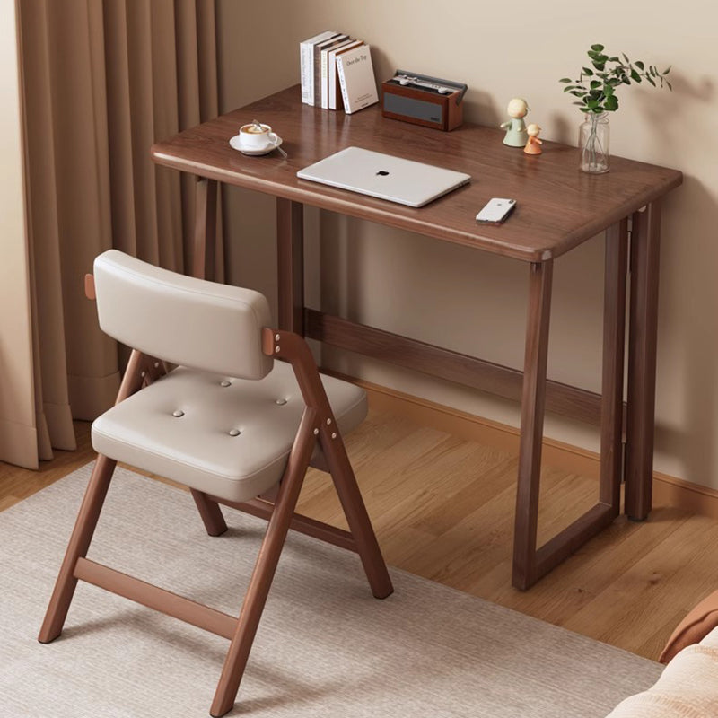 Traditional Chinese-Style Rectangular MDF Desk with Carbon Steel Frame, Foldable for Home Office