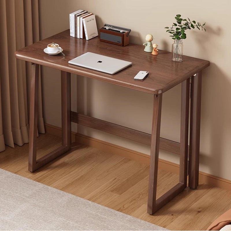 Traditional Chinese-Style Rectangular MDF Desk with Carbon Steel Frame, Foldable for Home Office