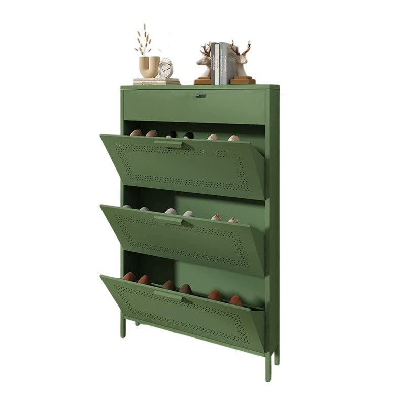 Sleek Modern Minimalist 3-Tier Rectangular Steel Shoe Storage Organizer for Entryways