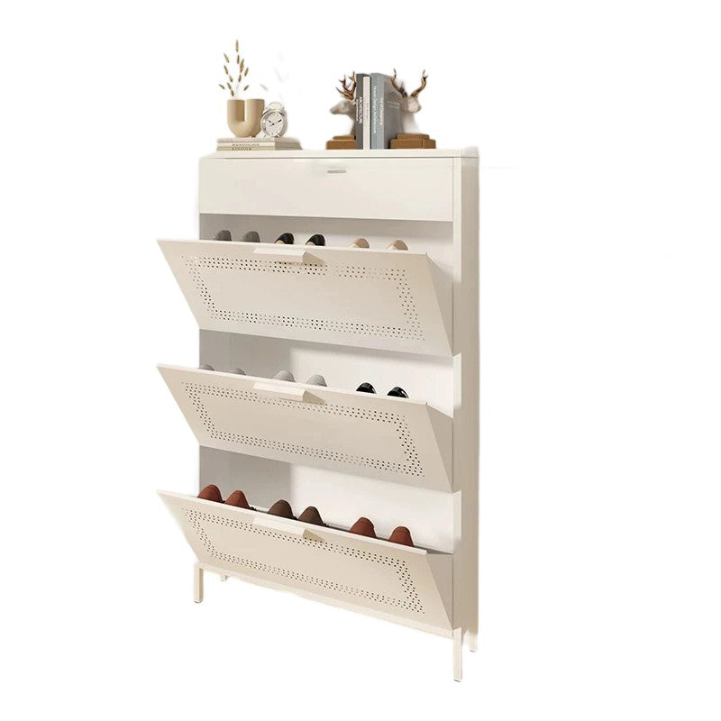 Sleek Modern Minimalist 3-Tier Rectangular Steel Shoe Storage Organizer for Entryways