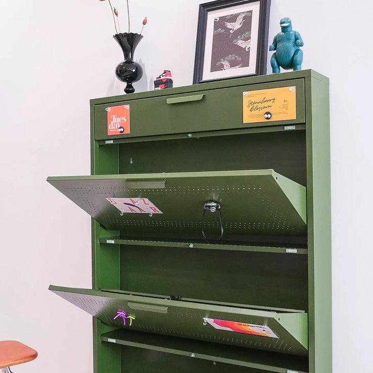 Sleek Modern Minimalist 3-Tier Rectangular Steel Shoe Storage Organizer for Entryways
