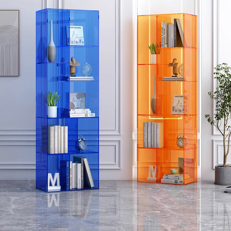 Modern Minimalist 9-Cabinet Acrylic Display Rack - Square & Rectangular Shelving for Living Room