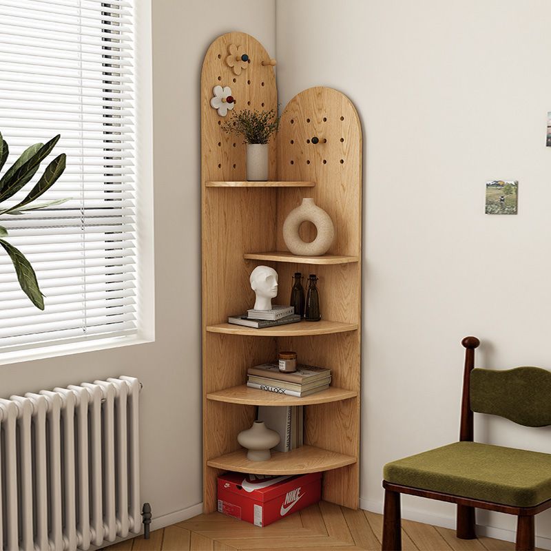 Modern Minimalist Fan-Shaped 5-Tier Corner Shelf Unit with E0-Grade Ecological Board for Living Room