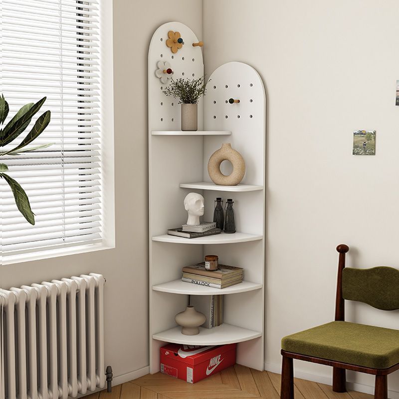 Modern Minimalist Fan-Shaped 5-Tier Corner Shelf Unit with E0-Grade Ecological Board for Living Room