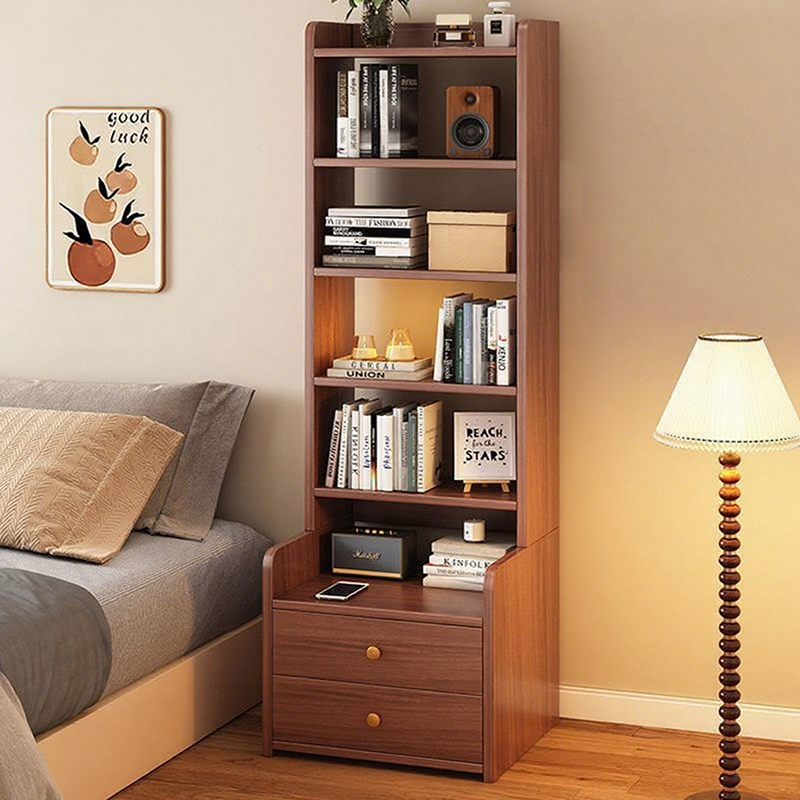Modern Nordic Density Board Nightstand — Square/Rectangular Design with 4- or 6-Tier Storage for Bedroom