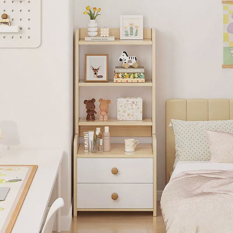Modern Nordic Density Board Nightstand — Square/Rectangular Design with 4- or 6-Tier Storage for Bedroom