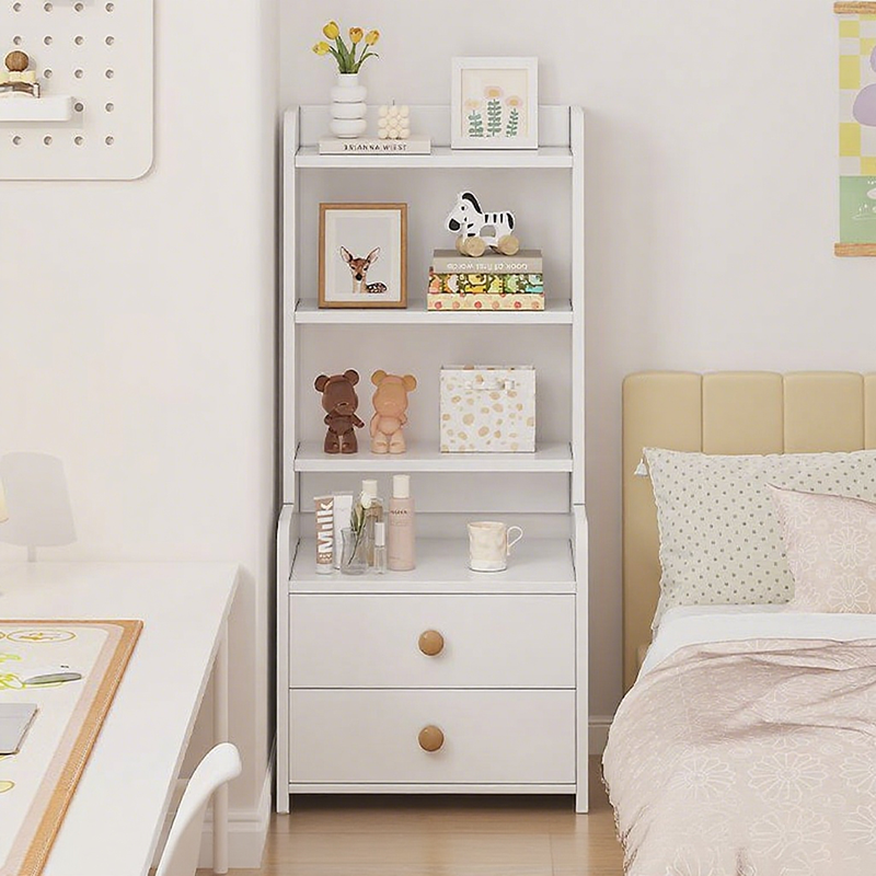 Modern Nordic Density Board Nightstand — Square/Rectangular Design with 4- or 6-Tier Storage for Bedroom
