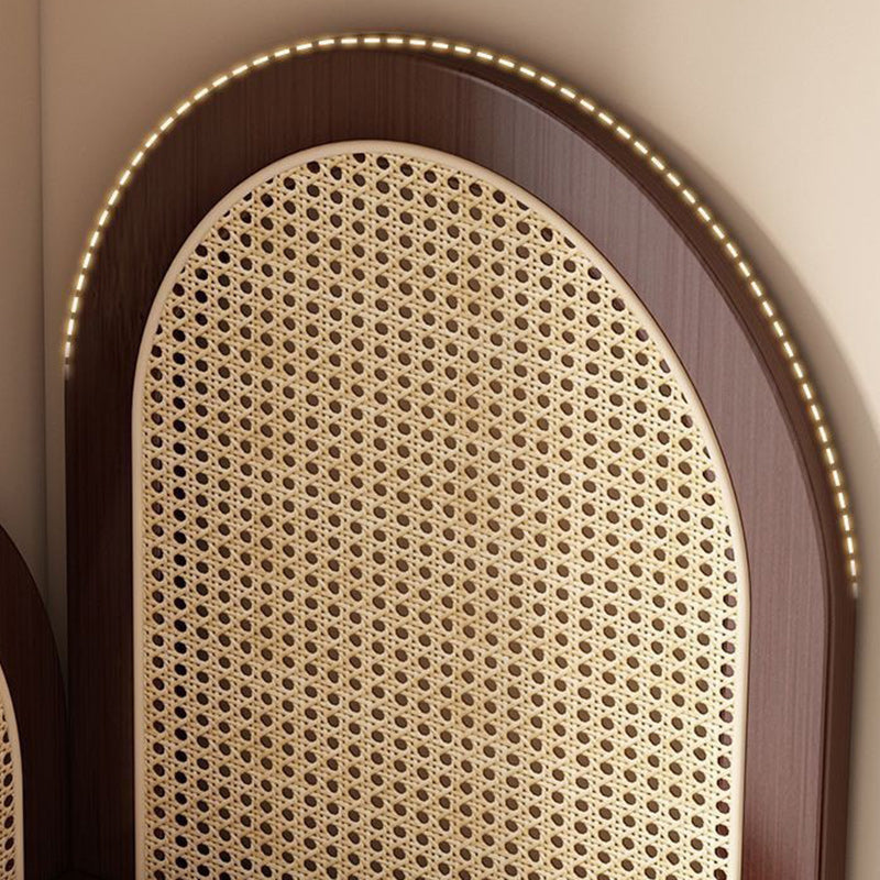 Traditional Chinese Fan-Shaped Curved Nan Bamboo Rattan Weave Corner Shelf Unit, 4-Tier Living Room Organizer