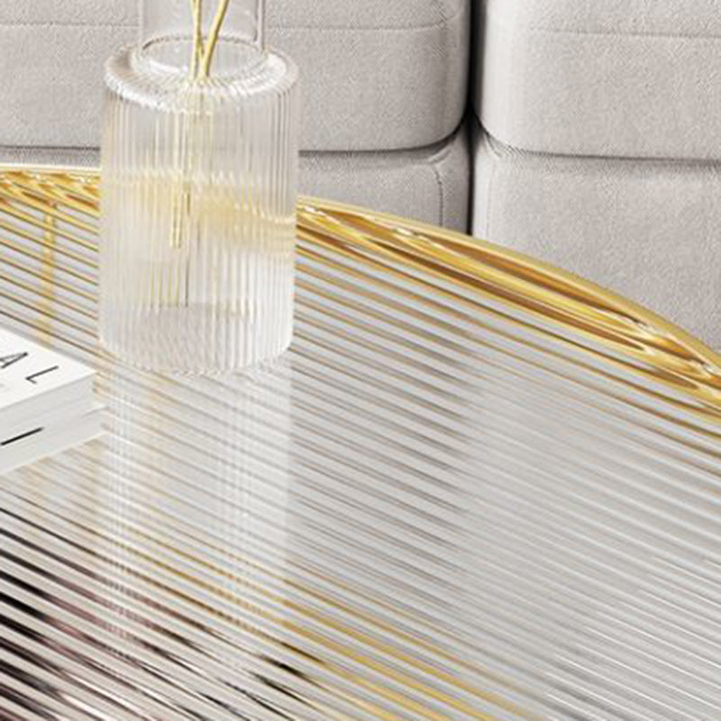 Modern Minimalist Round Tempered-Glass Coffee Table with Iron Frame, 2-Tier for Living Room
