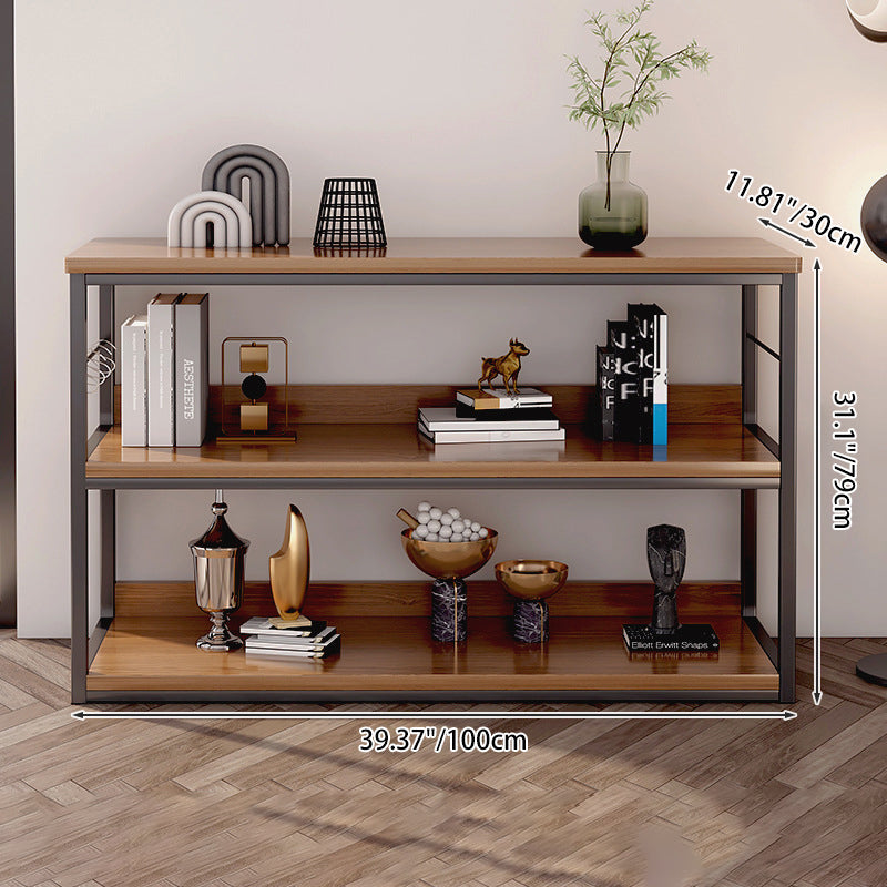 Modern Minimalist 3-Tier Rectangular Display Rack with Iron Frame and Particleboard Shelves for Living Room