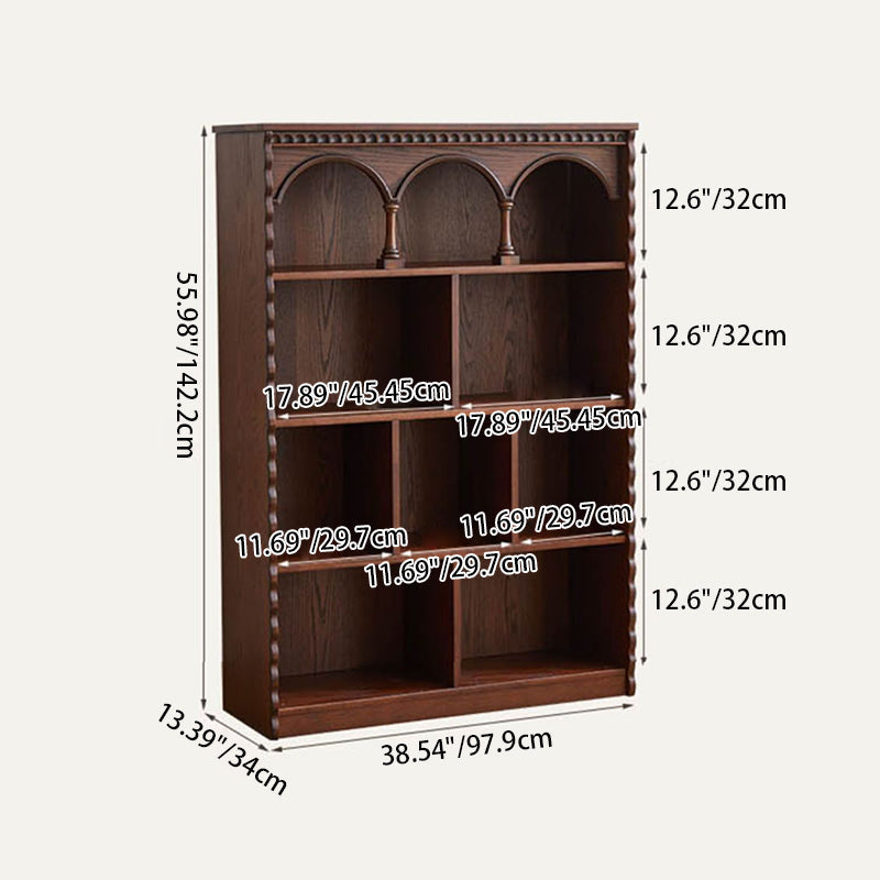 Traditional French-Style Rectangular Oak & Ash Solid Wood Eco Board Display Rack, 4-Tier for Living Room