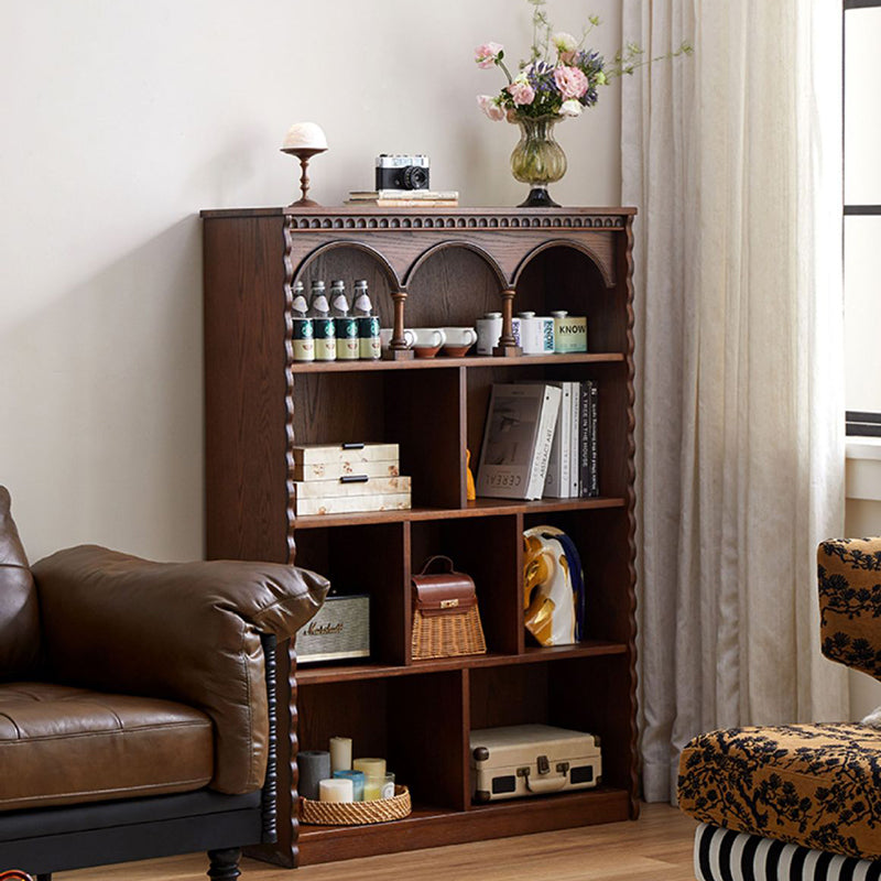 Traditional French-Style Rectangular Oak & Ash Solid Wood Eco Board Display Rack, 4-Tier for Living Room