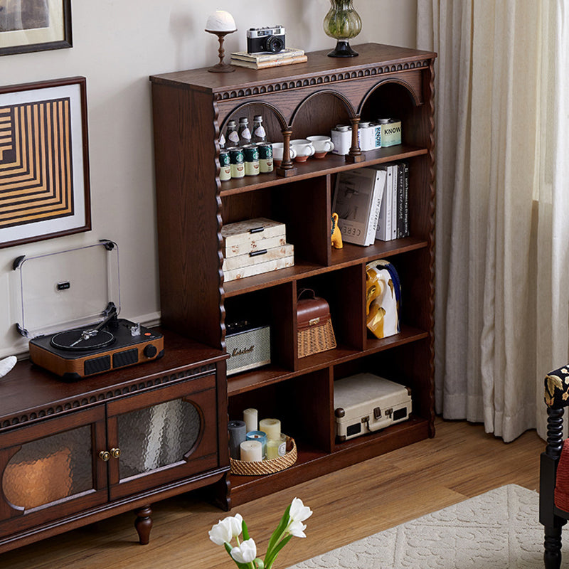 Traditional French-Style Rectangular Oak & Ash Solid Wood Eco Board Display Rack, 4-Tier for Living Room