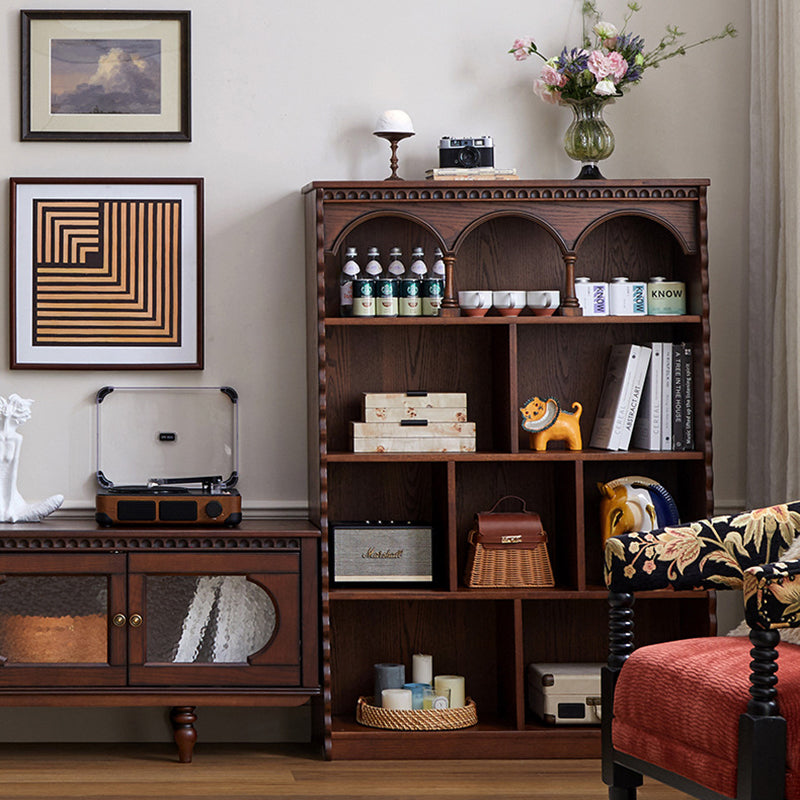 Traditional French-Style Rectangular Oak & Ash Solid Wood Eco Board Display Rack, 4-Tier for Living Room