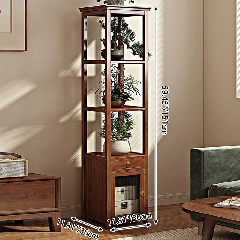 Square Nan Bamboo MDF Acrylic Display Rack – 1–4 Tier, Modern Living Room Storage