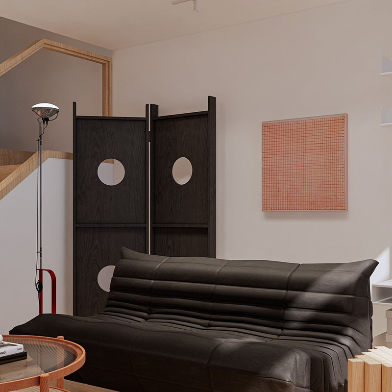 Sleek Modern Minimalist Rectangular Room Divider in Pine Wood & MDF for Living Rooms