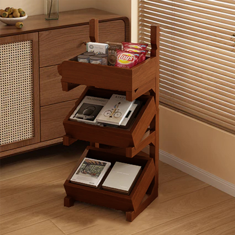 Modern Minimalist Rectangular Pine Wood Display Rack — 3- or 4-Tier Storage for Living Room