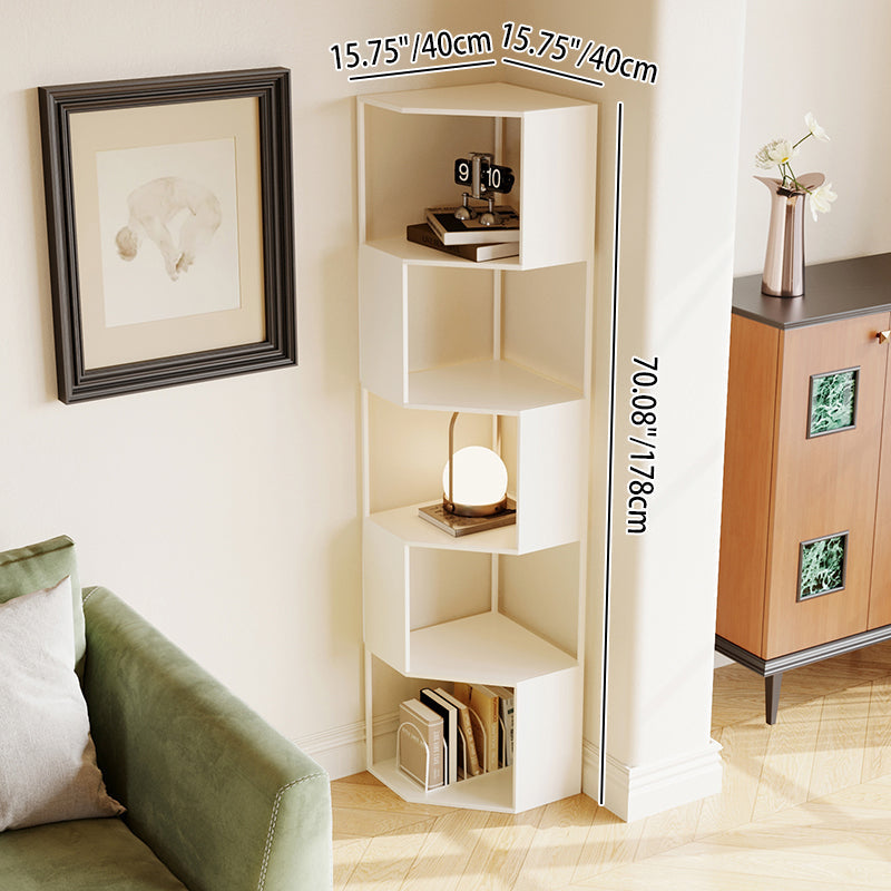 Modern Minimalist Triangle Iron Corner Shelf Unit — 4- or 5-Tier, Space-Saving Corner Storage for Living Room