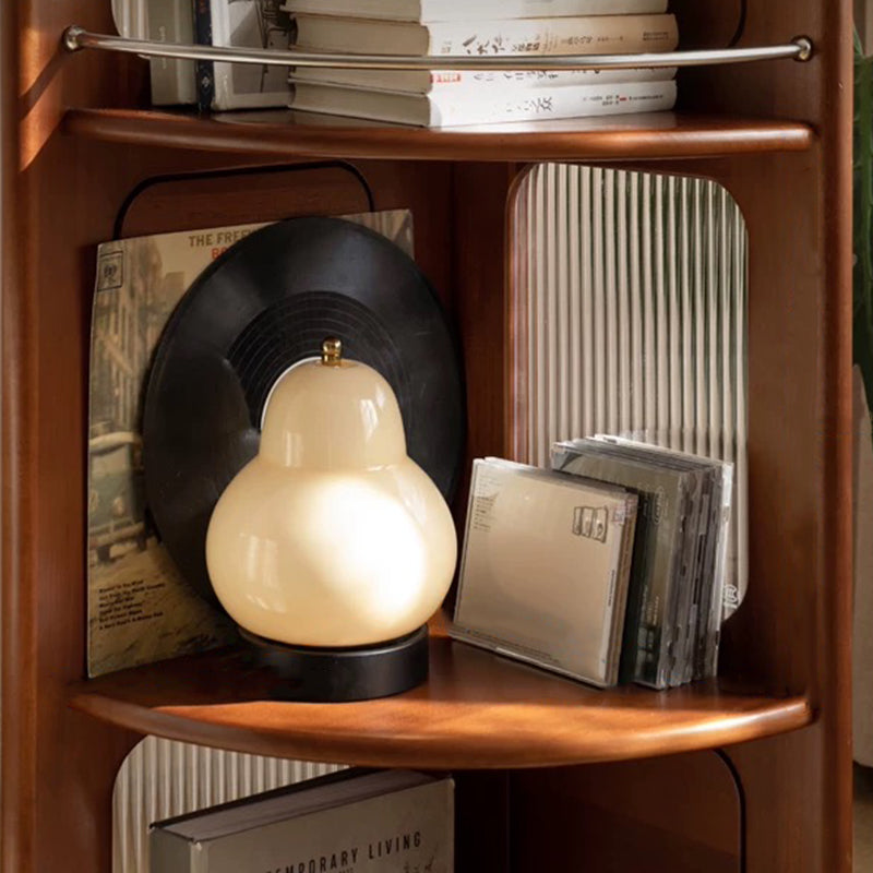 Contemporary Retro Fan-Shaped Corner Shelf Unit, 4-Tier – Boxwood Pine Wood with Glass & Stainless Steel for Living Room