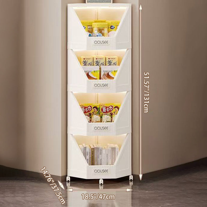 Modern Minimalist Square PP Movable Stackable Corner Shelf Unit – 2/3/4-Tier for Living Room