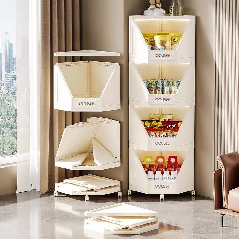 Modern Minimalist Square PP Movable Stackable Corner Shelf Unit – 2/3/4-Tier for Living Room