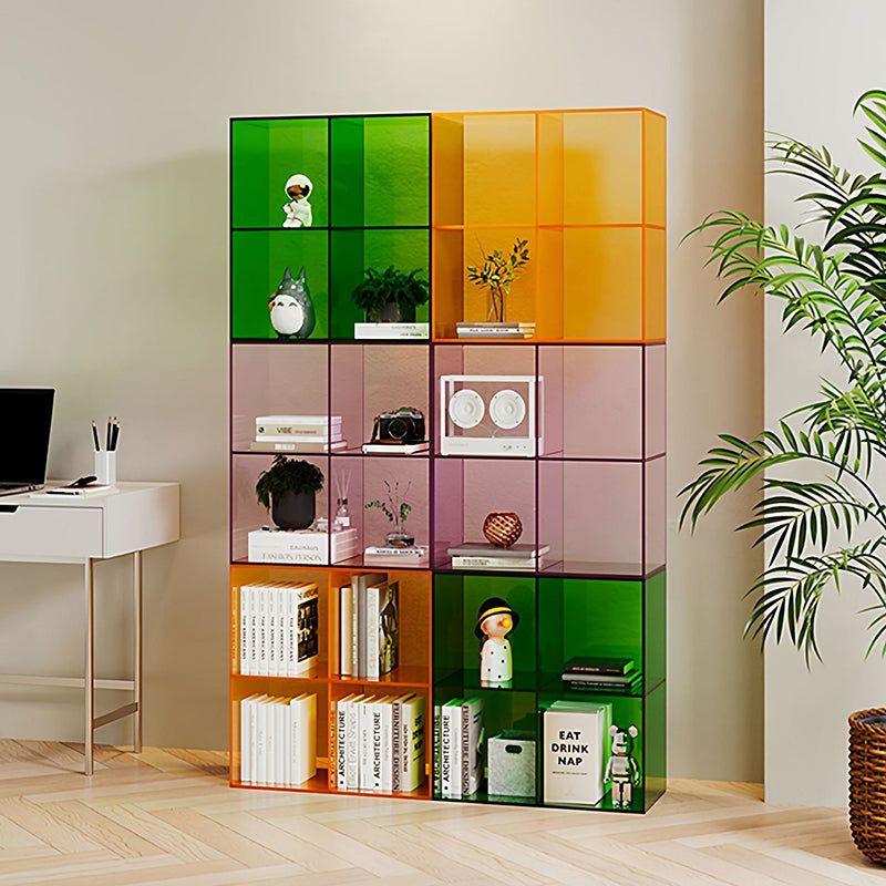Modern Minimalist Acrylic Display Rack – Stackable 4-Cabinet Organizer with Square & Rectangular Design for Living Room