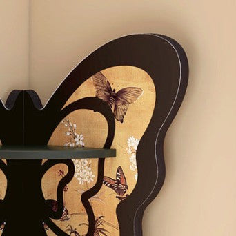 Modern Art Deco Butterfly Corner Shelf – 3-Tier Solid Wood, Fan-Shaped Display Unit for Living Room