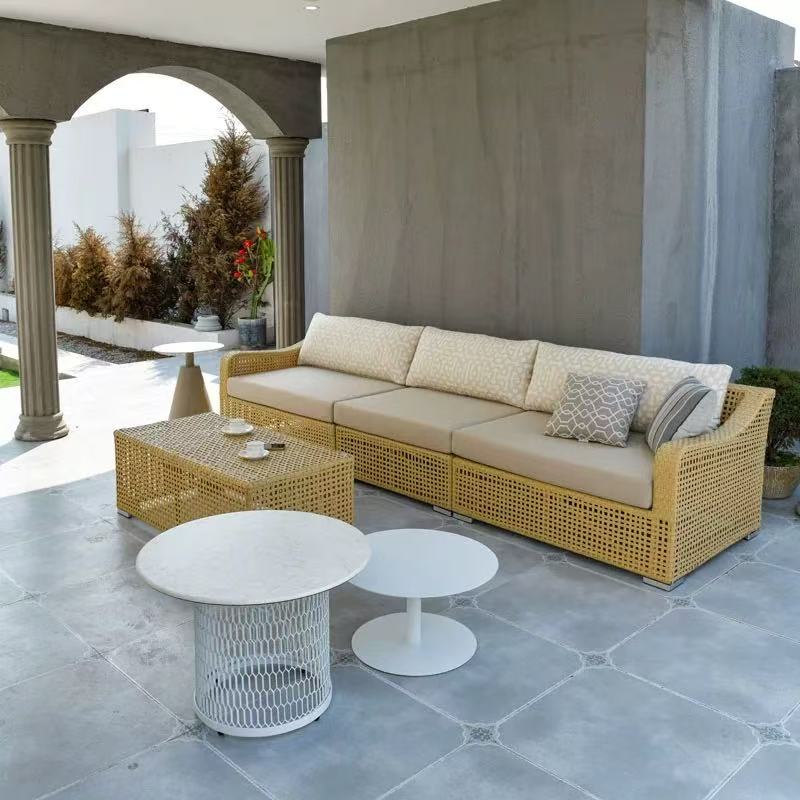 Rustic PE Rattan Weave Outdoor Coffee Table – 1-Tier Waterproof Design, Perfect for Patio & Garden