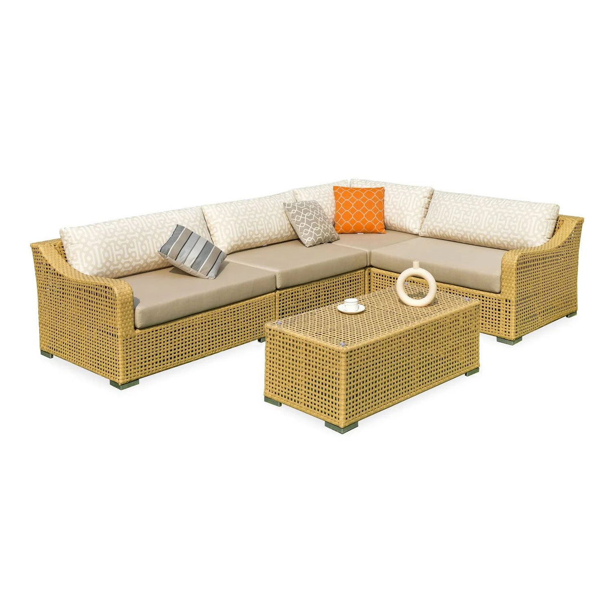 Rustic PE Rattan Weave Outdoor Coffee Table – 1-Tier Waterproof Design, Perfect for Patio & Garden
