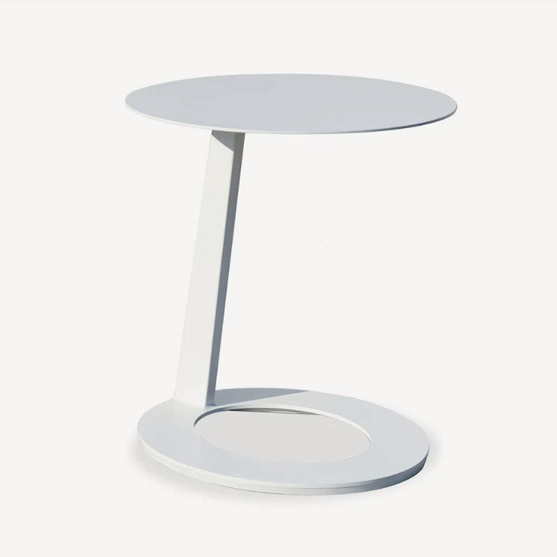 Corrosion-Resistant Round Outdoor End Table – Minimalist 1-Tier Design with Durable Aluminum Frame for Garden & Balcony