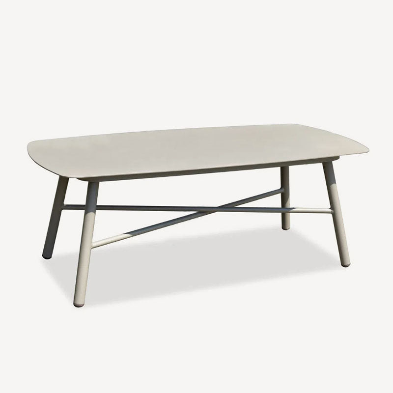 Industrial Rectangular Outdoor Coffee Table with Rounded Edges – Sturdy 4-Leg Aluminum Frame for Patio & Garden