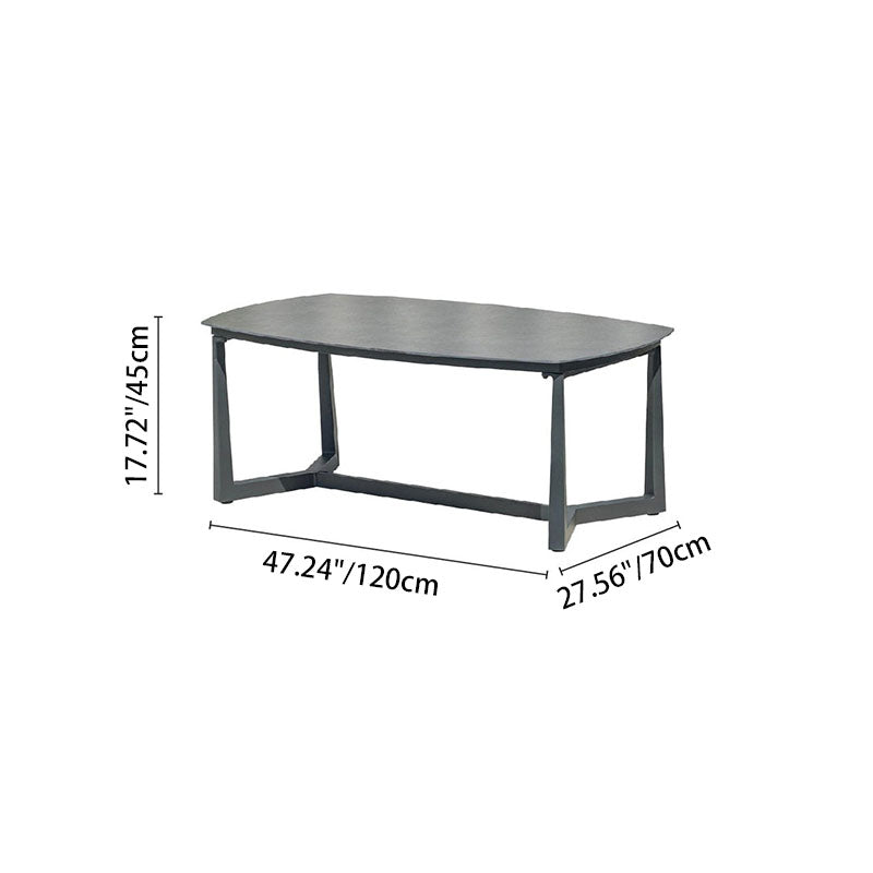 Premium Rust-Resistant Rectangular Outdoor Coffee Table with a 1-Tier Spacious Stoneware Top for Balcony & Garden