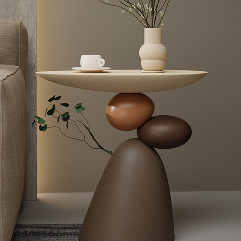 Contemporary Resin End Table with Round Elliptical Branch Slab – Modern Bedroom Accent