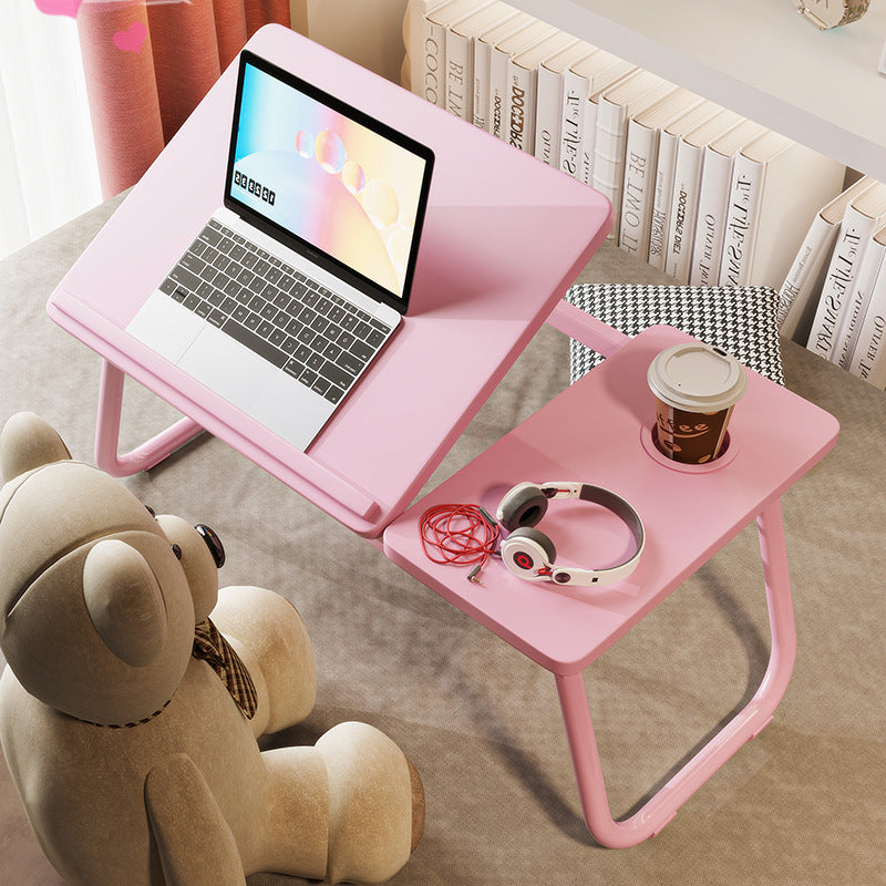 Nordic Contemporary Desk – Carbon Steel & MDF, Rectangular, Foldable, Angle-Adjustable, 2-Tray Saucer, Ideal for Study