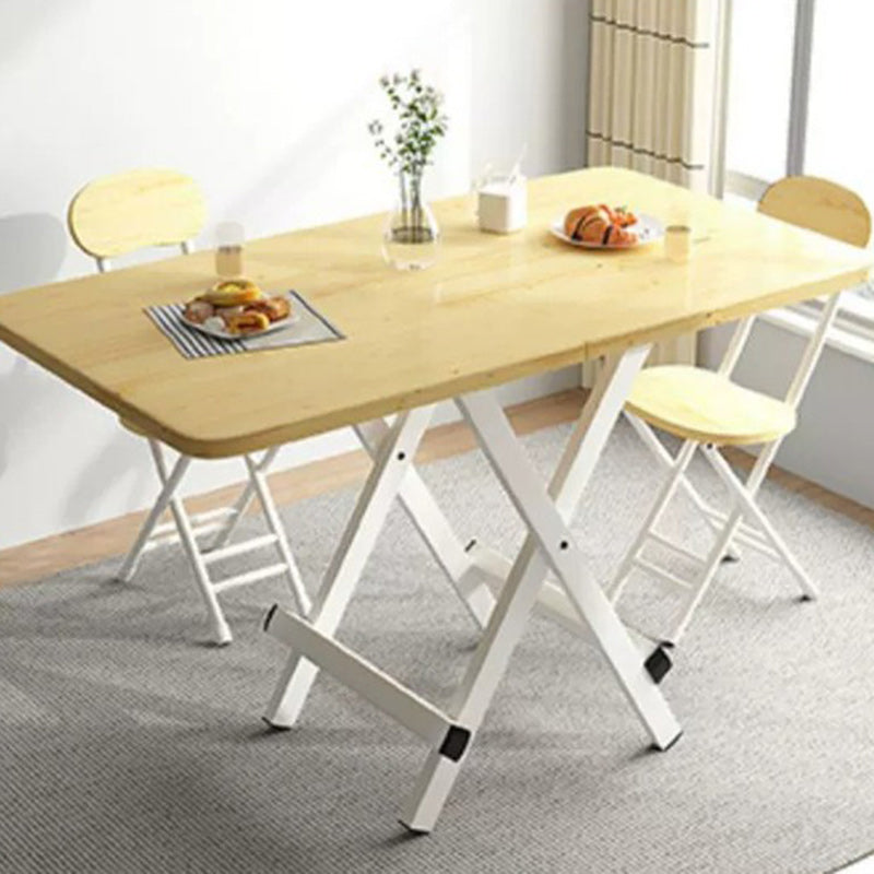 Modern Minimalist Foldable Dining Table - Square/Rectangular MDF Top with Steel Frame, Seats 1-8