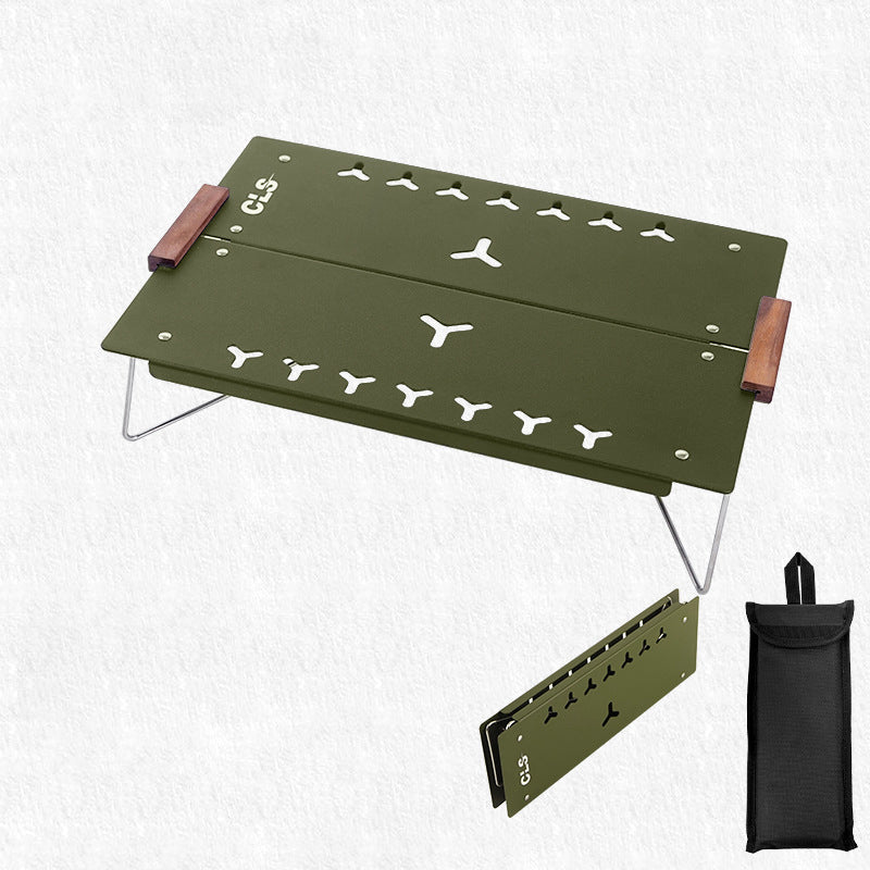Modern Industrial Aluminum Rectangular Openwork Foldable Outdoor Dining Table for Two