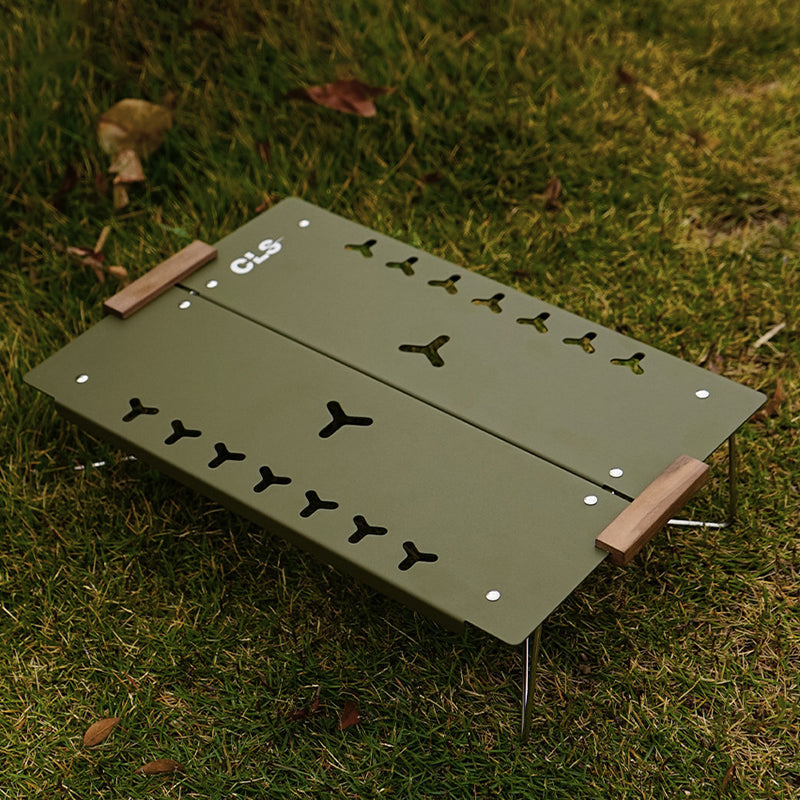Modern Industrial Aluminum Rectangular Openwork Foldable Outdoor Dining Table for Two