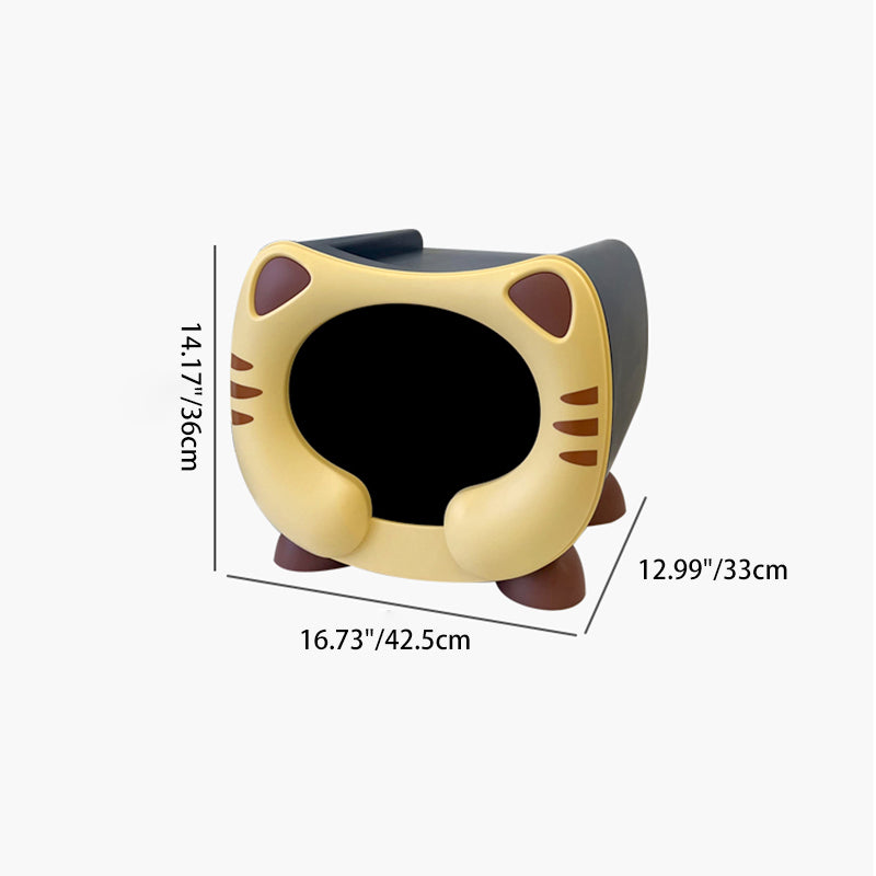 Contemporary PP Kids Nightstand with Cartoon Cat Design, Single Storage, Stackable, Bedside Table