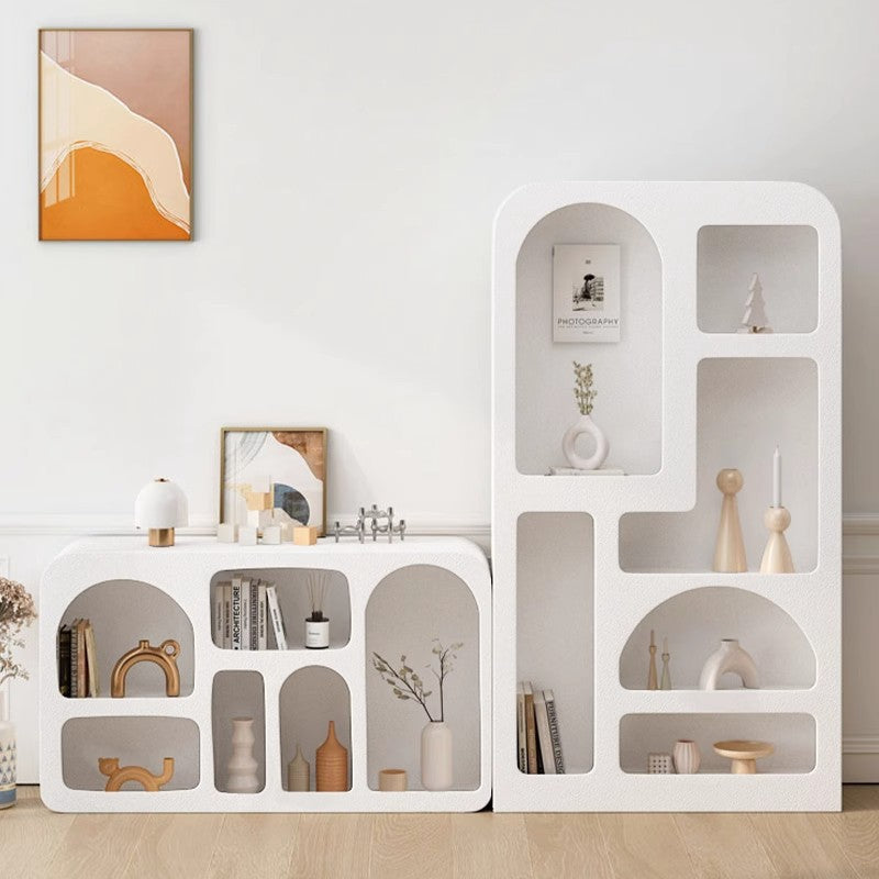 Contemporary Scandinavian Rectangular Side Table with Storage Cabinets (4/5/6 Compartments) for Living Room