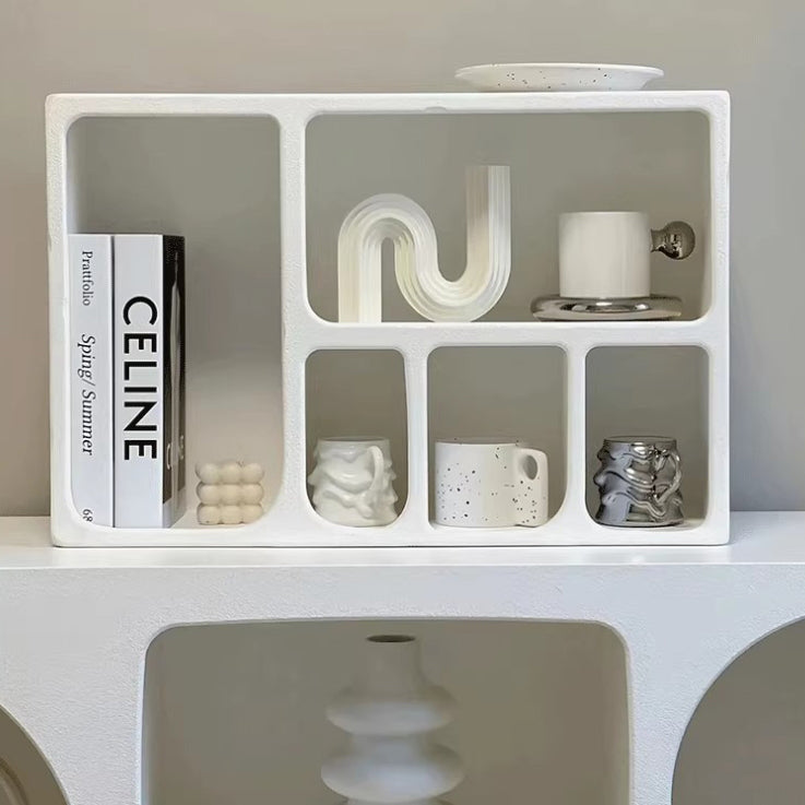 Contemporary Scandinavian Rectangular Side Table with Storage Cabinets (4/5/6 Compartments) for Living Room