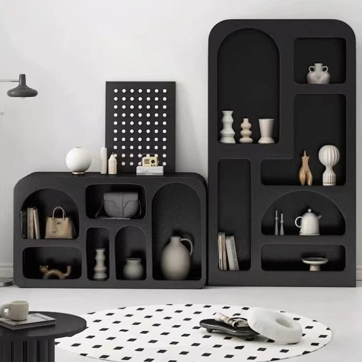 Contemporary Scandinavian Rectangular Side Table with Storage Cabinets (4/5/6 Compartments) for Living Room