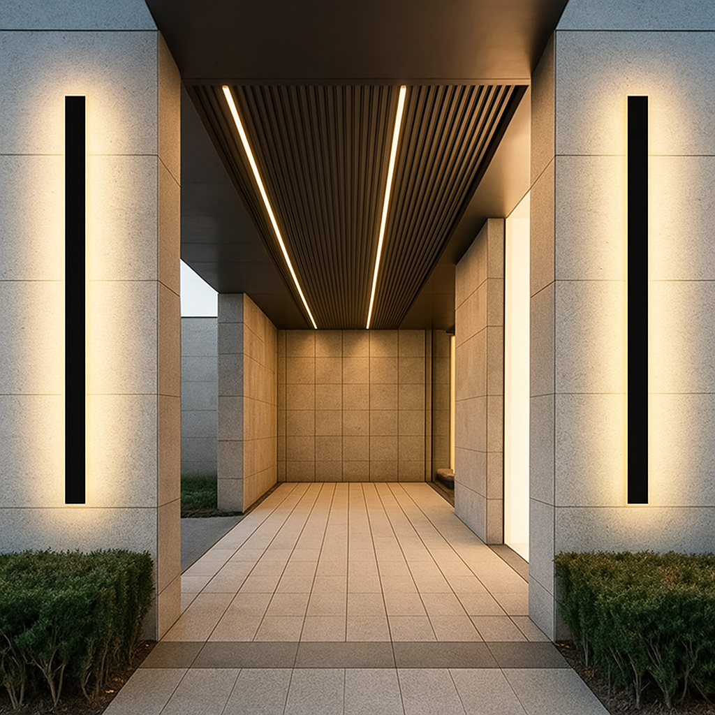 Sleek Black Minimalist Linear Dimmable LED Outdoor Wall Light - IP65 Weatherproof
