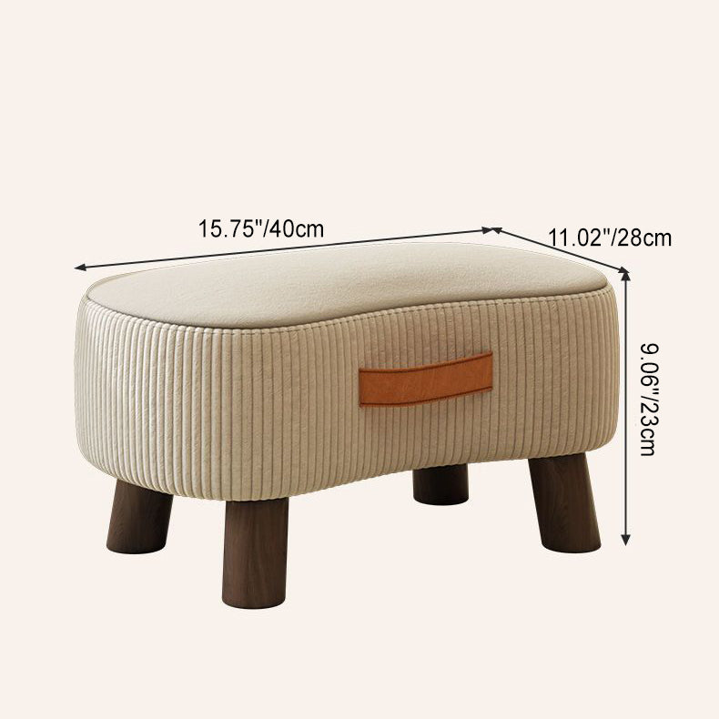 Contemporary Nordic Cuboid Footstool – Portable, Backless & Armless with Flannelette Tech Fabric on Solid Wood for Living Room